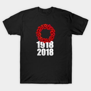 World War 1 Centennial Poppy Wreath T-Shirt